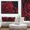 Designart - Red Rose with Raindrops on Black - Flowers Framed Canvas Wall Artwork
